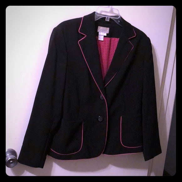 Jkt, Conrad C Petites, Black w pink piping, Sz 14P - Picture 1 of 5